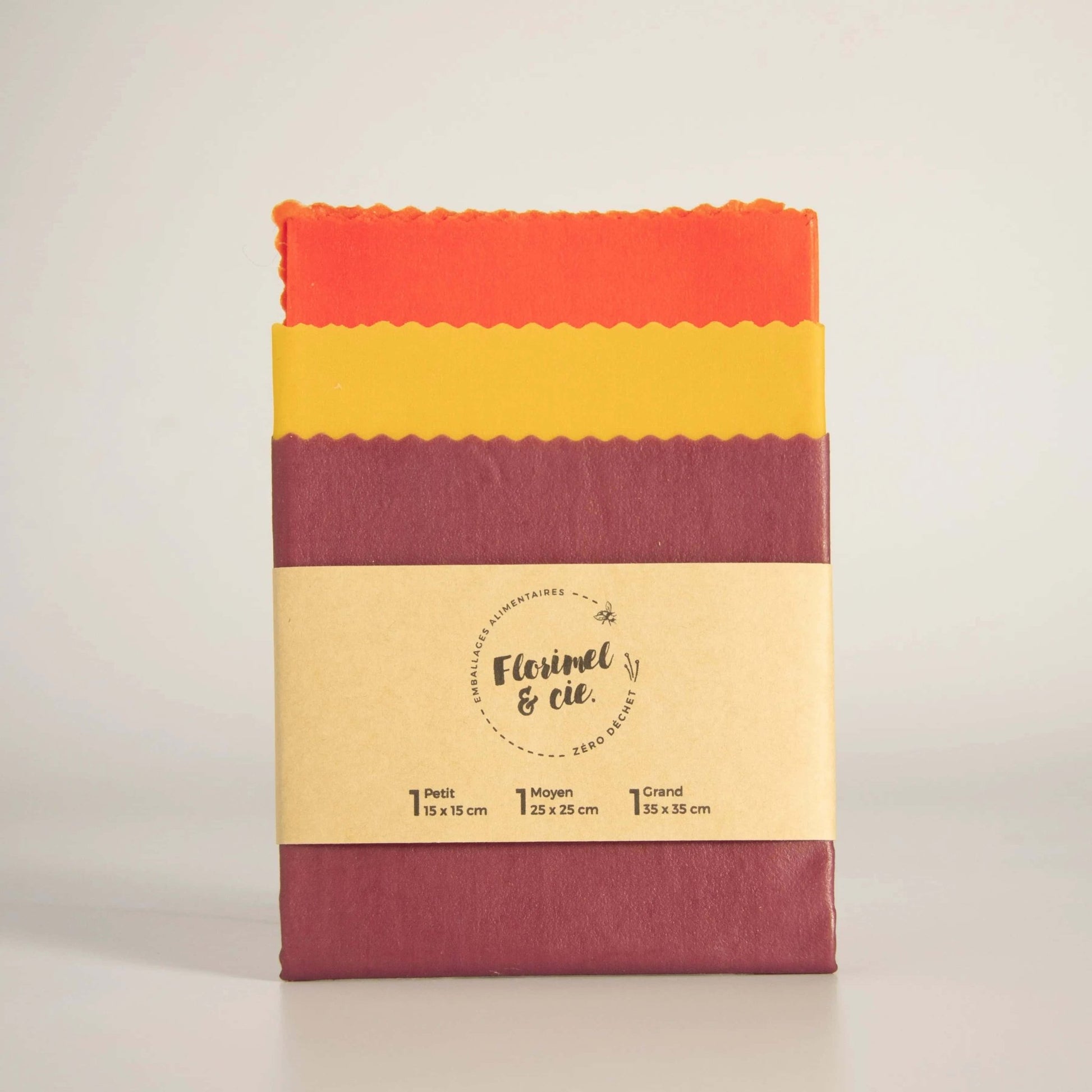 Kit d'emballage alimentaire en cire d'abeille fabriquées artisanalement par Florimel & Cie